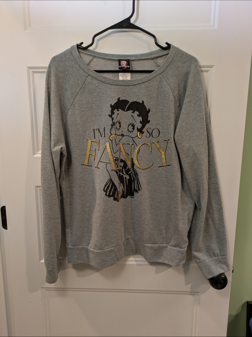 🔴 3/$15 Betty Boop 'I'm So Fancy' Grey Crewneck Sweatshirt